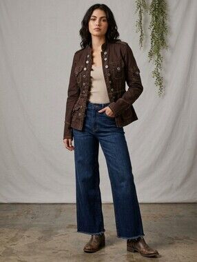 Collectors Twill Twenty Two Vintage Y2K Military Cadet Jacket Brown Size P